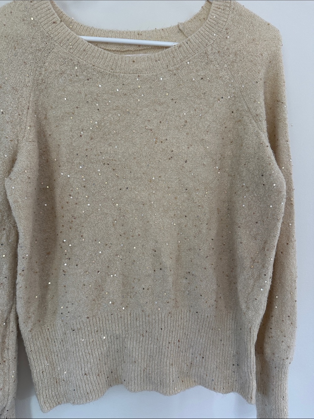 LC Lauren Conrad Beige Sequin Crewneck Sweater